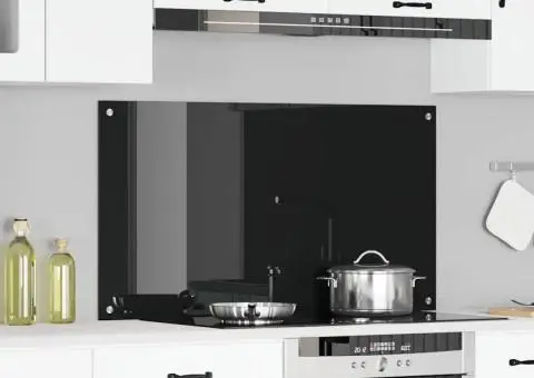 Contrablat bucătărie negru 110x60x0.6 cm sticlă securizată - 1/5