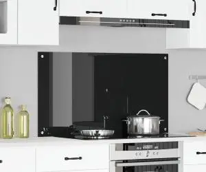 Contrablat bucătărie negru 110x60x0.6 cm sticlă securizată