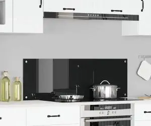 vidaXL Contrablat bucătărie negru 120x40x0.6 cm sticlă securizată