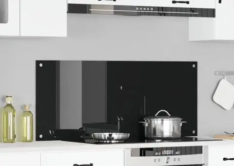 Contrablat bucătărie negru 120x50x0.6 cm sticlă securizată - 1/5