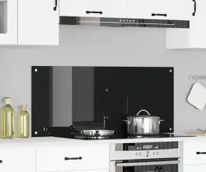 vidaXL Contrablat bucătărie negru 120x50x0.6 cm sticlă securizată