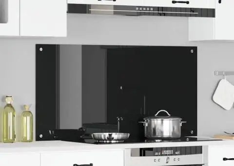 Contrablat bucătărie negru 120x60x0.6 cm sticlă securizată - 1/5