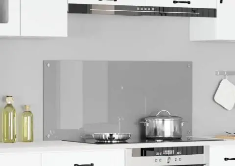 Contrablat bucătărie gri deschis 110x50x0.6cm sticlă securizată - 1/5