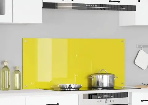 Contrablat bucătărie galben 120x50x0.6 cm sticlă securizată - 1/5