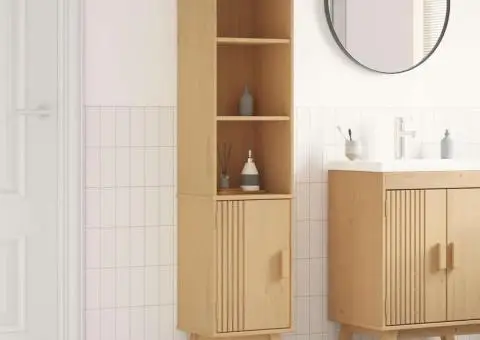 Dulap de baie, maro, 35x30x159 cm, lemn masiv de pin - 1/5