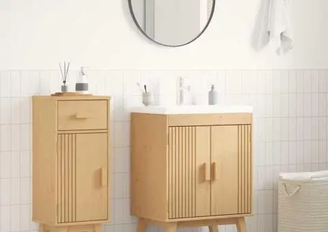 Dulap de bază pentru chiuvetă 114x43x73,5 cm Lemn masiv de pin - 1/5