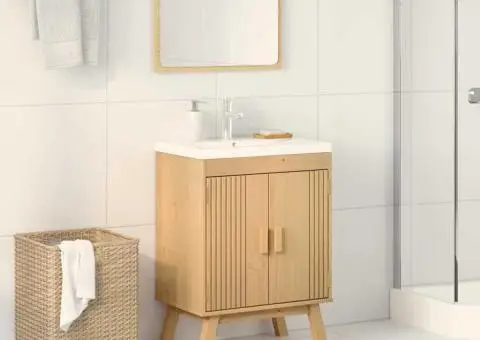 Dulap de bază pentru chiuvetă 114x43x73,5 cm Lemn masiv de pin - 4/5