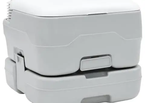 Toaletă portabilă, gri & alb, plastic, 10 L - 1/5