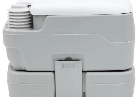 Toaletă portabilă, gri & alb, plastic, 10 L - 4/5