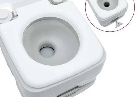 Toaletă portabilă, gri & alb, plastic, 10 L - 5/5