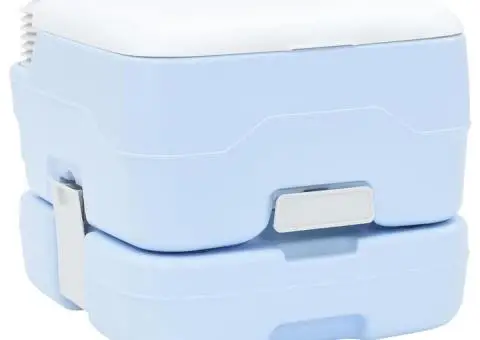 Toaletă portabilă, albastru & alb, plastic, 10 L - 1/5