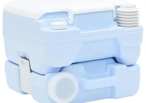 Toaletă portabilă, albastru & alb, plastic, 10 L - 3/5