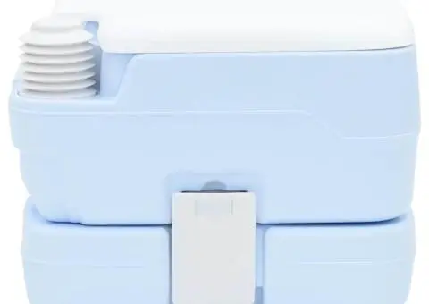 Toaletă portabilă, albastru & alb, plastic, 10 L - 4/5