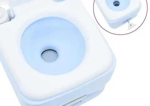 Toaletă portabilă, albastru & alb, plastic, 10 L - 5/5