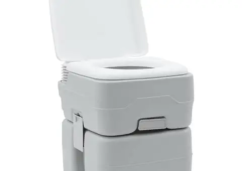 Toaletă portabilă, gri & alb, plastic, 20 L - 2/5