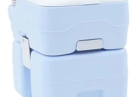 Toaletă portabilă, albastru deschis & alb, plastic, 20 L - 1/5