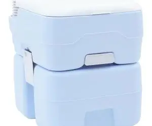 vidaXL Toaletă portabilă, albastru deschis & alb, plastic, 20 L