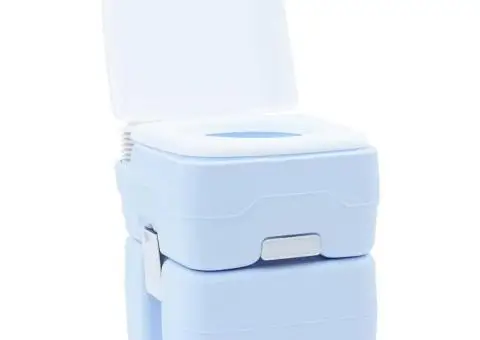 Toaletă portabilă, albastru deschis & alb, plastic, 20 L - 2/5