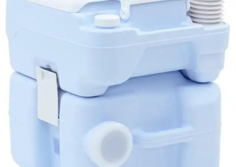 Toaletă portabilă, albastru deschis & alb, plastic, 20 L - 3/5