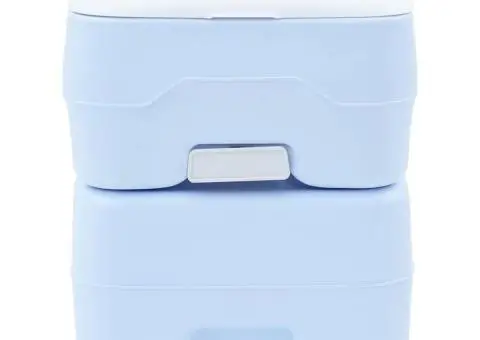 Toaletă portabilă, albastru deschis & alb, plastic, 20 L - 4/5