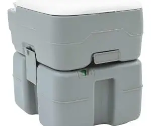 Toaletă Camping vidaXL corp gri+capac alb