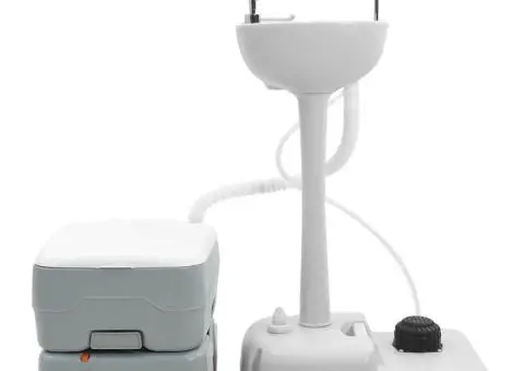 Masă de Camping corp gri+capac alb+gri stylish - 2/5