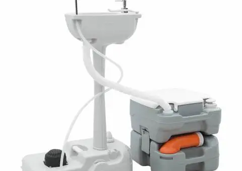 Masă de Camping corp gri+capac alb+gri stylish - 3/5