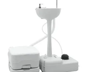 vidaXL Toaletă de Camping Corp Gri + Capac Alb + Gri Cool NA NA NA