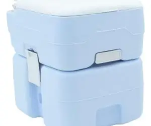 vidaXL Toaletă de camping corp albastru deschis + capac alb NA NA NA
