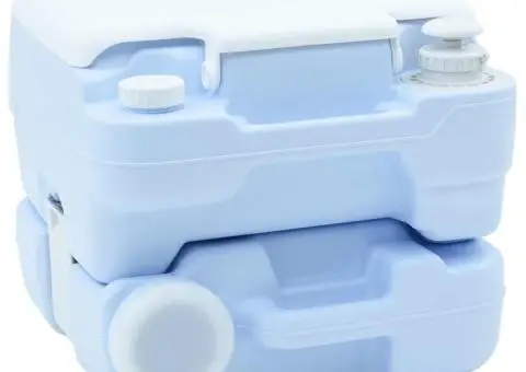 Toaletă camping portabilă, albastru, 10L apă curată&20L deșeuri - 5/5