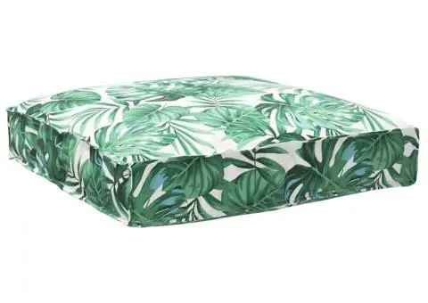 Pernă pentru palet de șezut cu model de frunze, 80x80x12 cm, din material Oxford. - 1/5