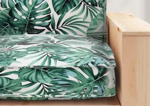 Pernă pentru palet de șezut cu model de frunze, 80x80x12 cm, din material Oxford. - 5/5