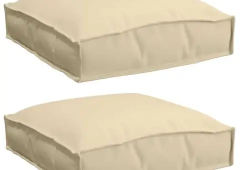 Set de 2 perne pentru palet, bej, 40 x 40 x 8 cm, din stofă Oxford - 2/5