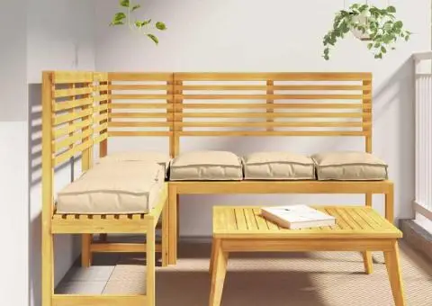 Set de perne pentru palet , 6 bucăți, bej, 40x40x8 cm, din țesătură Oxford - 1/5