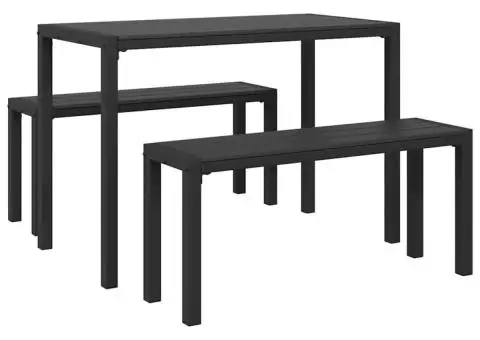 Set mobilier de grădină, 3 piese, oțel și WPC negru - 2/5