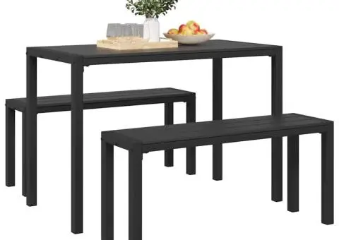 Set mobilier de grădină, 3 piese, oțel și WPC negru - 3/5