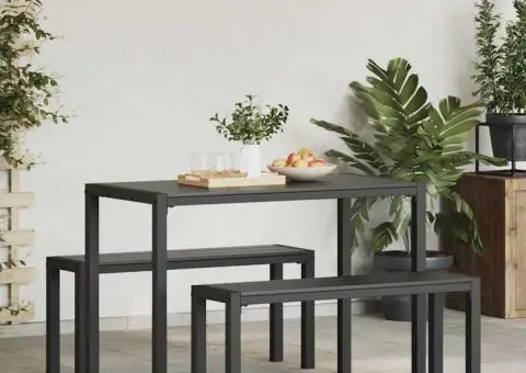 Set mobilier de grădină, 3 piese, oțel și WPC negru - 4/5