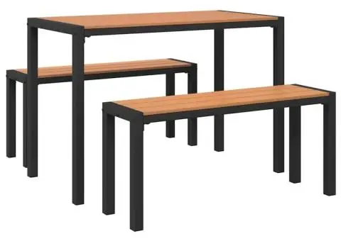 Set mobilier de grădină, 3 piese, oțel și WPC maro - 2/5