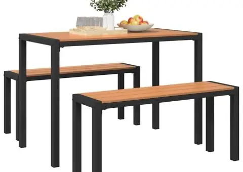 Set mobilier de grădină, 3 piese, oțel și WPC maro - 3/5