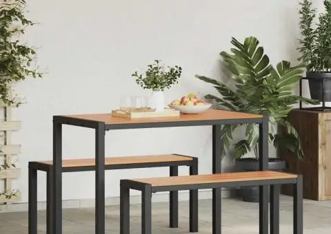 Set mobilier de grădină, 3 piese, oțel și WPC maro - 4/5