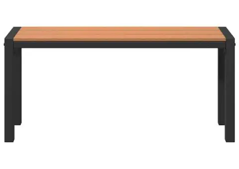 Bancă de grădină 100 cm din oțel și WPC maro-negru - 4/5