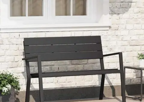 Bancă de grădină, oțel și WPC negru - 1/5