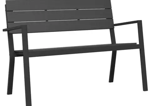 Bancă de grădină, oțel și WPC negru - 2/5