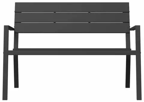 Bancă de grădină, oțel și WPC negru - 4/5