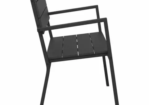 Bancă de grădină, oțel și WPC negru - 5/5