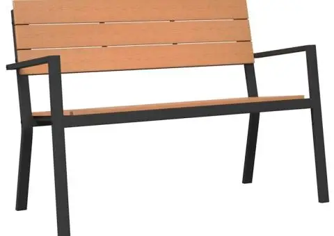 Bancă de grădină, oțel și WPC maro și negru - 2/5