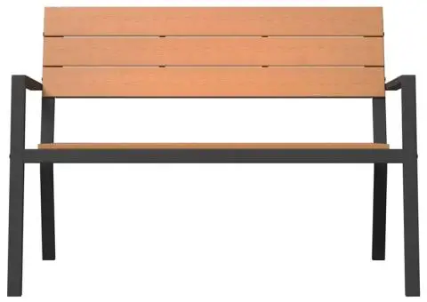 Bancă de grădină, oțel și WPC maro și negru - 4/5