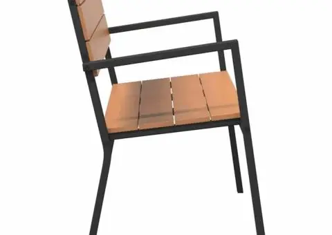 Bancă de grădină, oțel și WPC maro și negru - 5/5