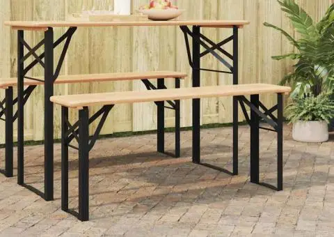 Bancă bere cu picioare pliabilă 2buc negru vopsit electrostatic - 1/5