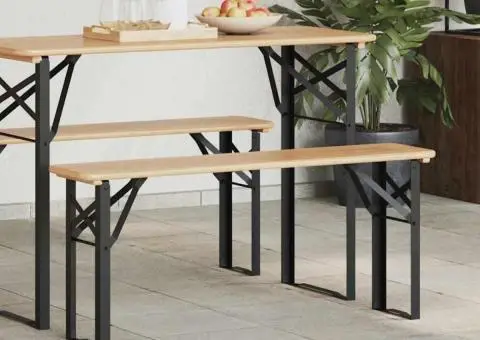 Bancă bere cu picioare pliabilă 2buc negru vopsit electrostatic - 4/5